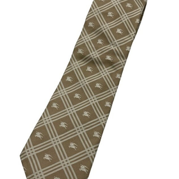 BURBERRY LONDON Burberry London Tie Plaid Horse Mark 100% Silk - Picture 1 of 10